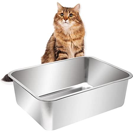 iprimio xl stainless steel litter box - enclosed sides|deep stainless steel litter box.